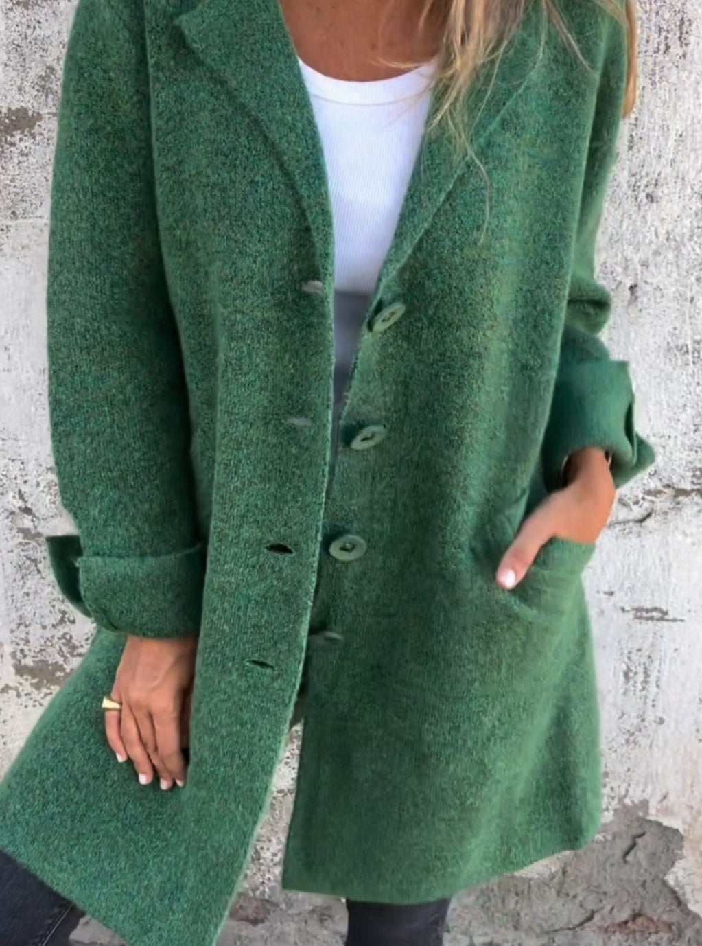 Damen Strickjacke Oversize – Grün – Noravolo