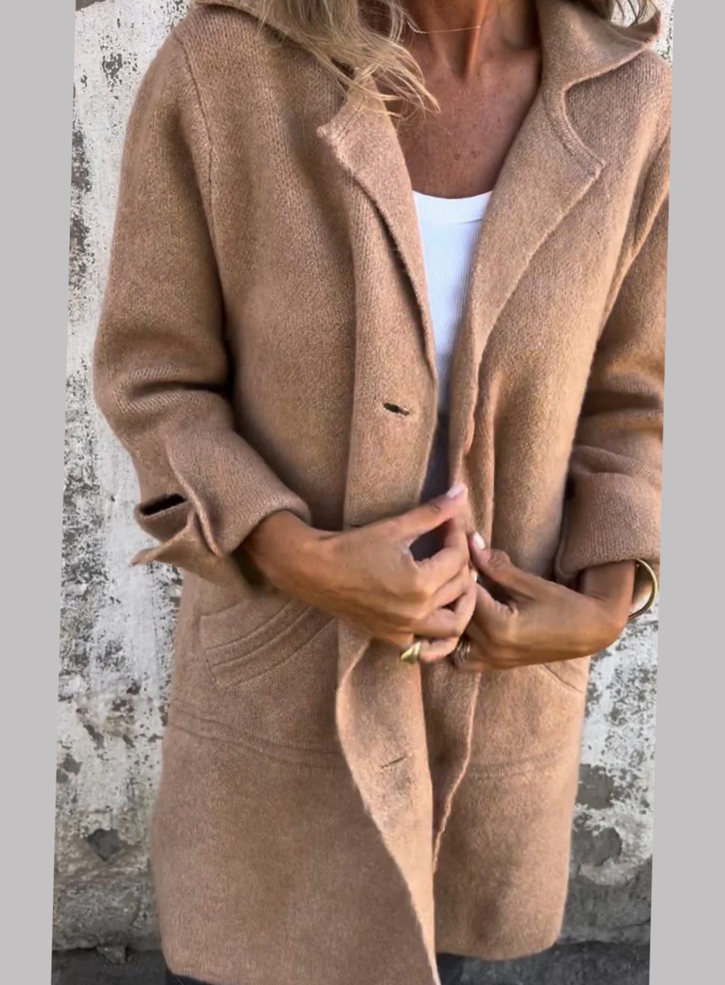 Damen Strickjacke Oversize – Braun – Noravolo