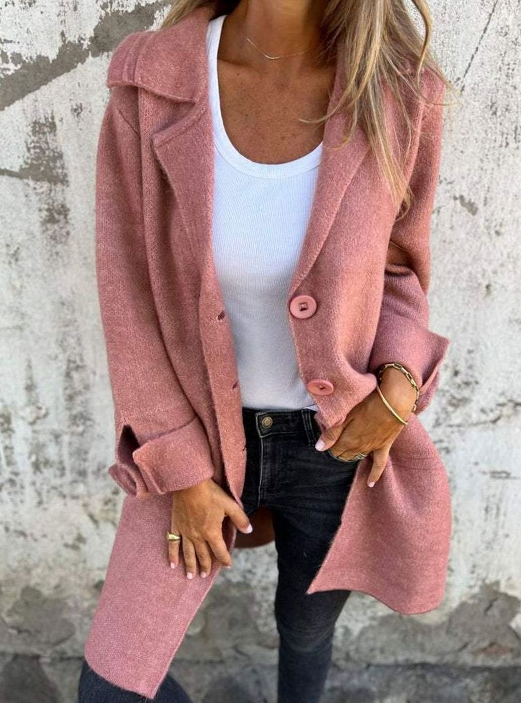 Damen Strickjacke Oversize – Rosa – Noravolo