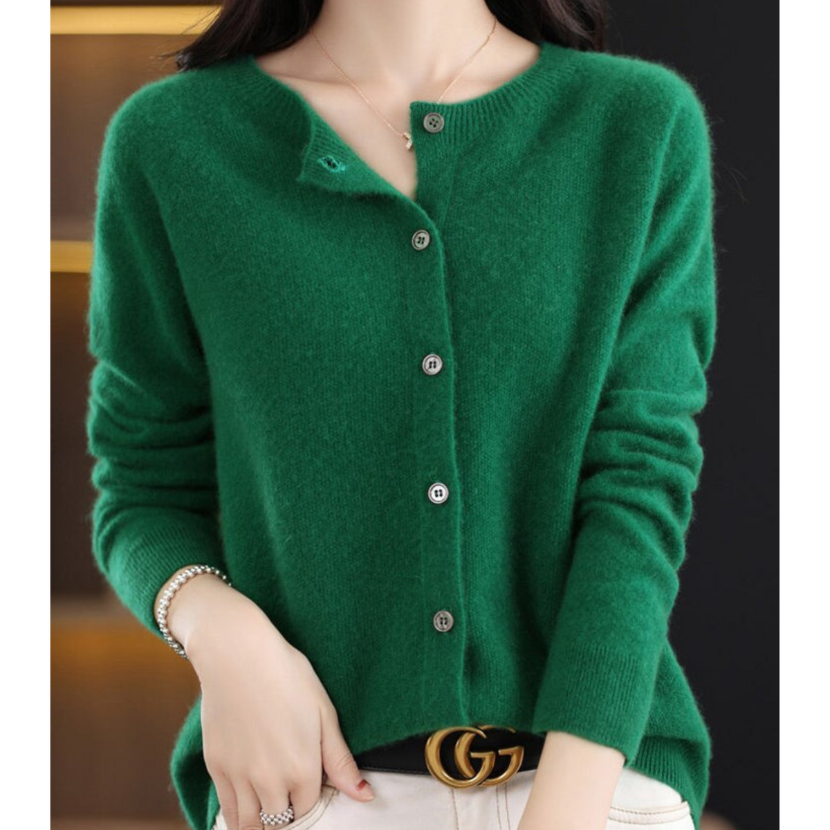 Damen Strickjacke – Dunkelgrün – Noravolo