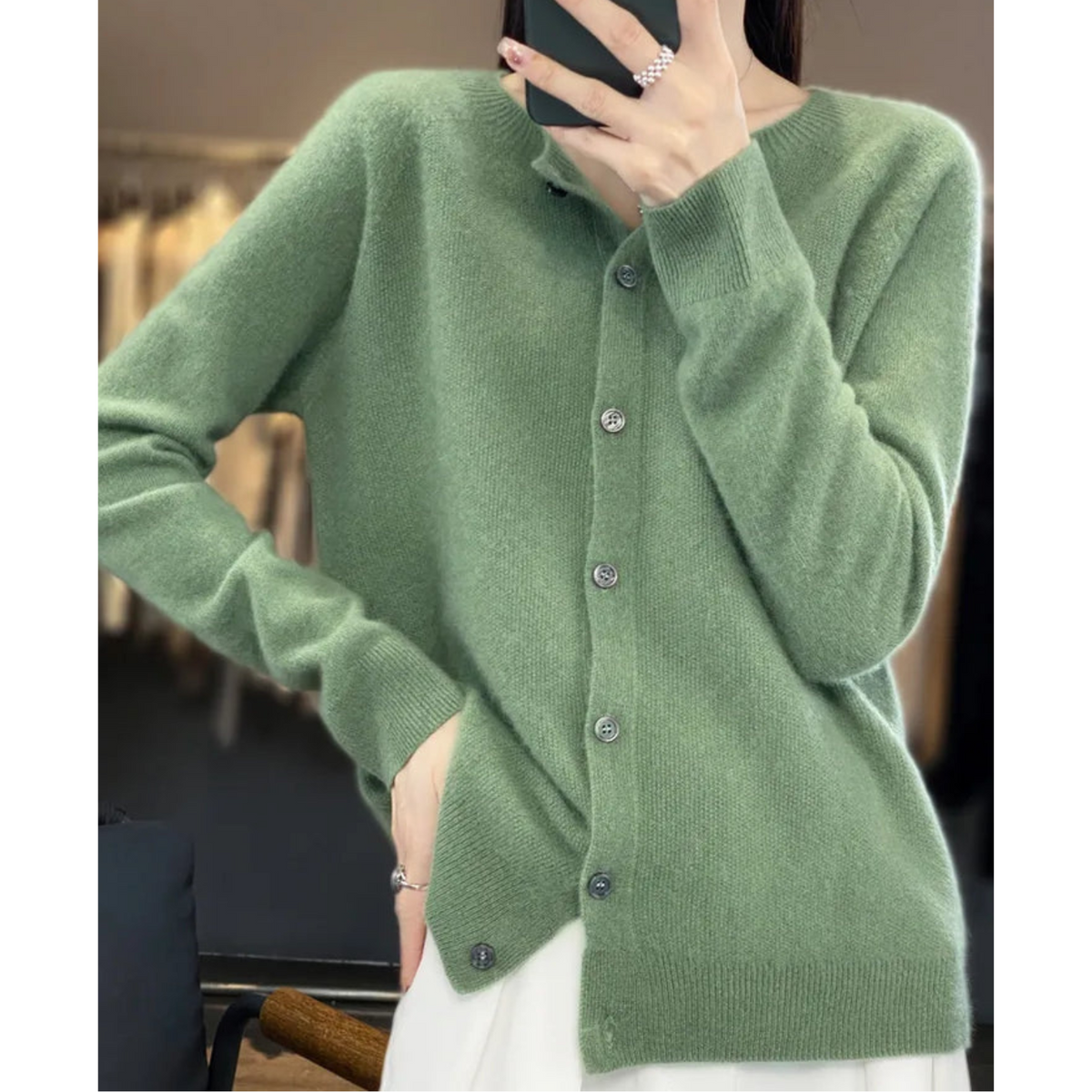 Damen Strickjacke – Hellgrün – Noravolo