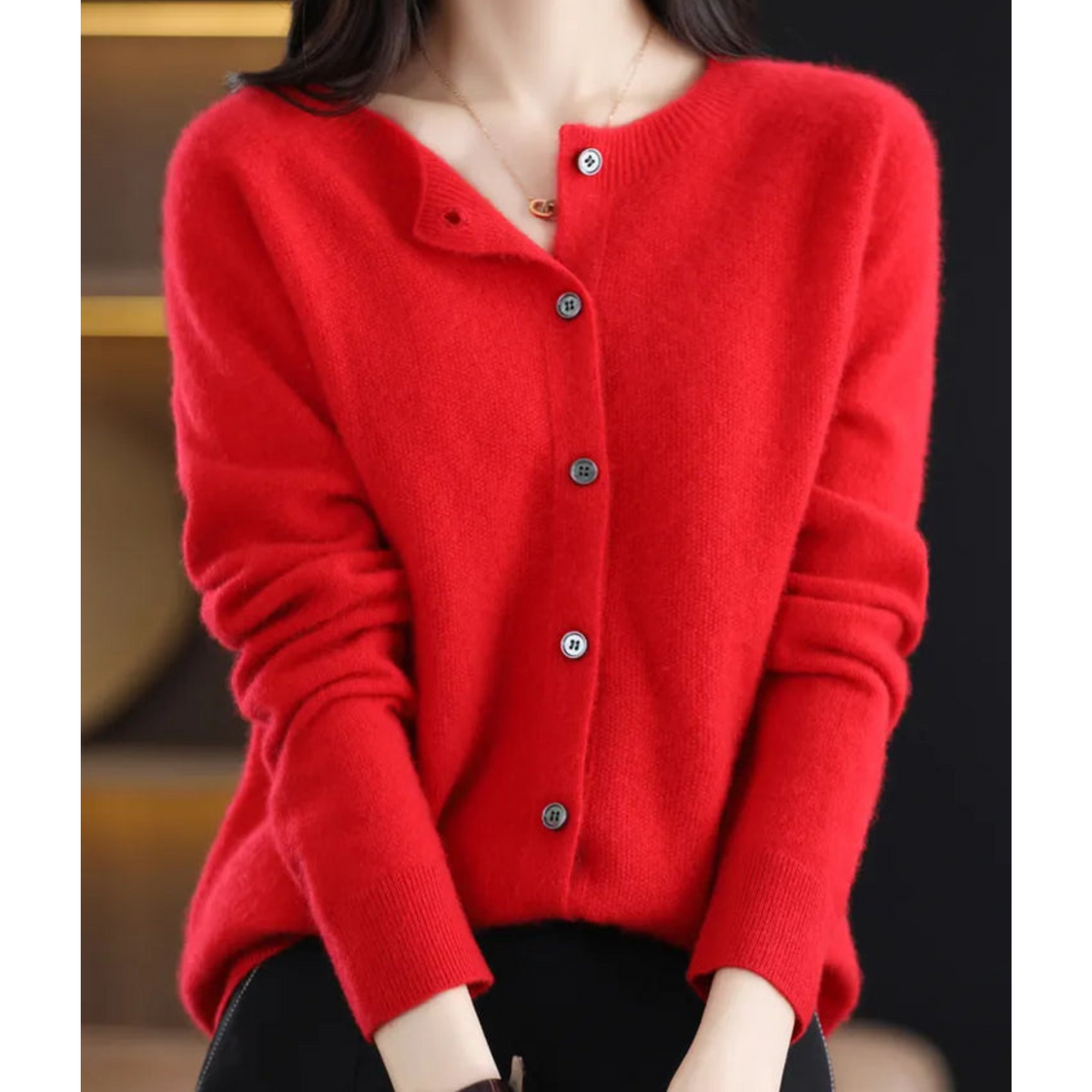Damen Strickjacke – Rot – Noravolo