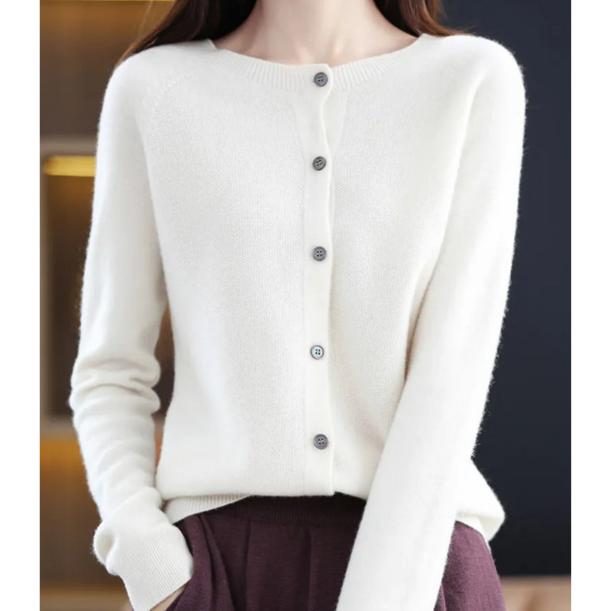 Damen Strickjacke – Weiß – Noravolo