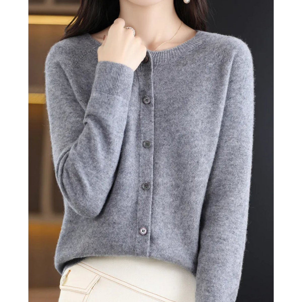 Damen Strickjacke – Grau – Noravolo