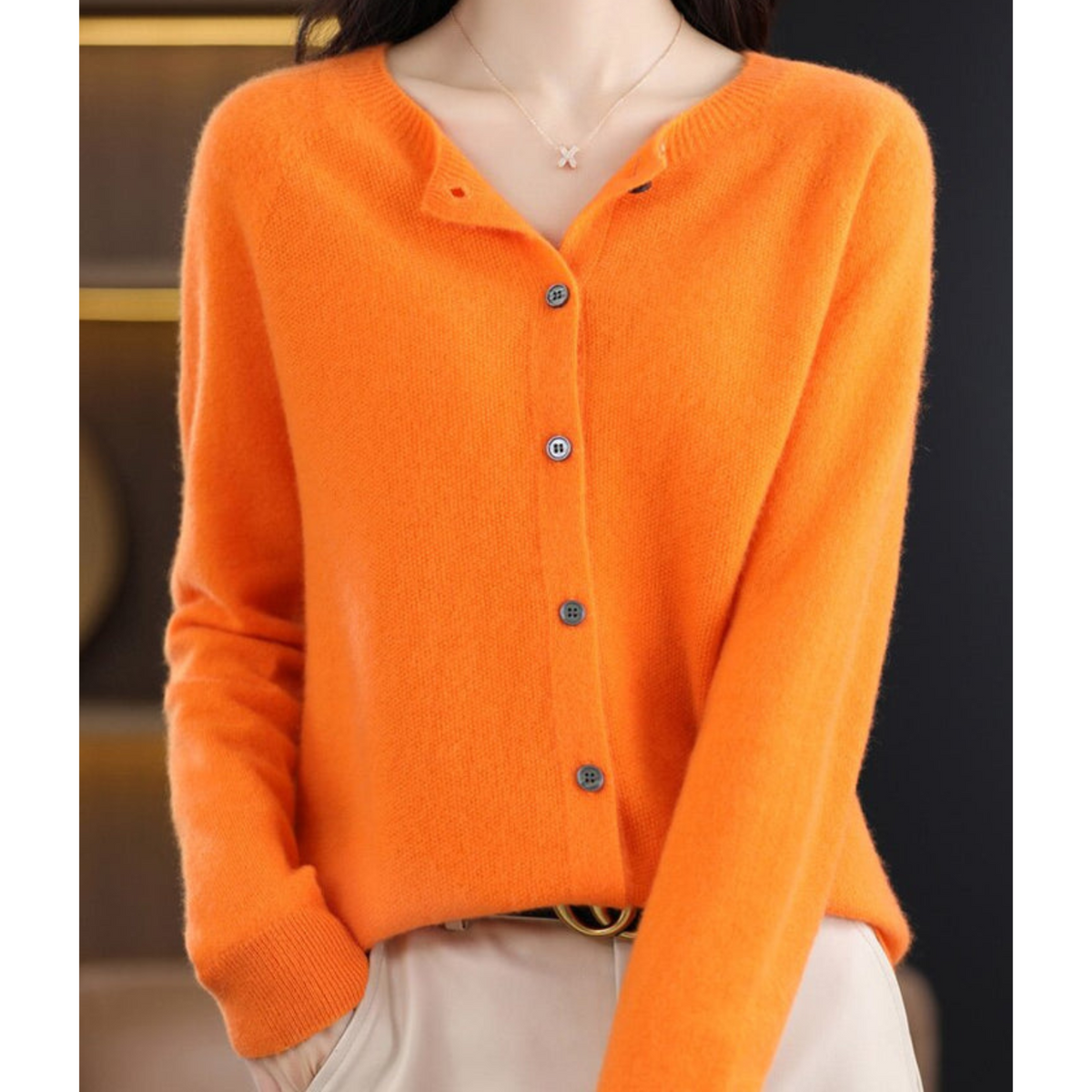 Damen Strickjacke – Orange – Noravolo