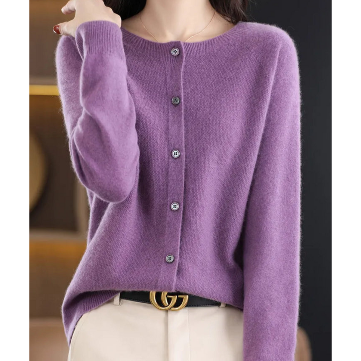 Damen Strickjacke – Lila – Noravolo