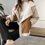 Damen Teddymantel mit breitem Kragen – Produktfoto – Noravolo