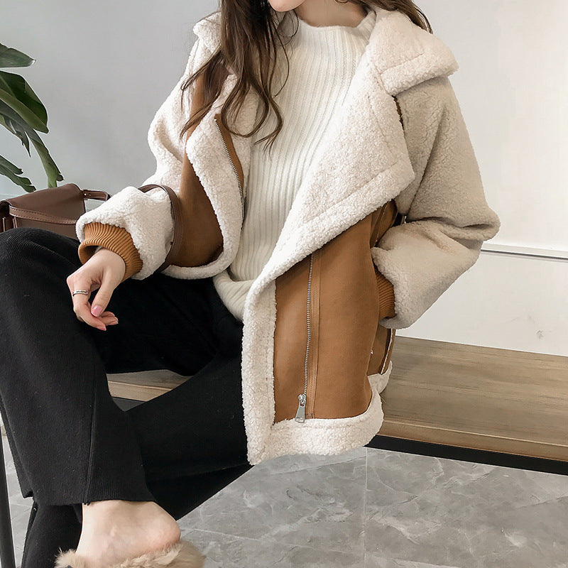 Damen Teddymantel mit breitem Kragen – Produktfoto – Noravolo