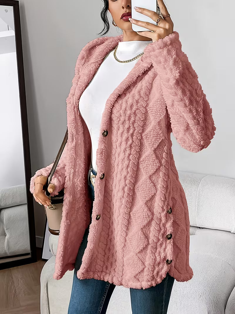 Damen Mantel mit Knopfleiste – Rosa – Noravolo