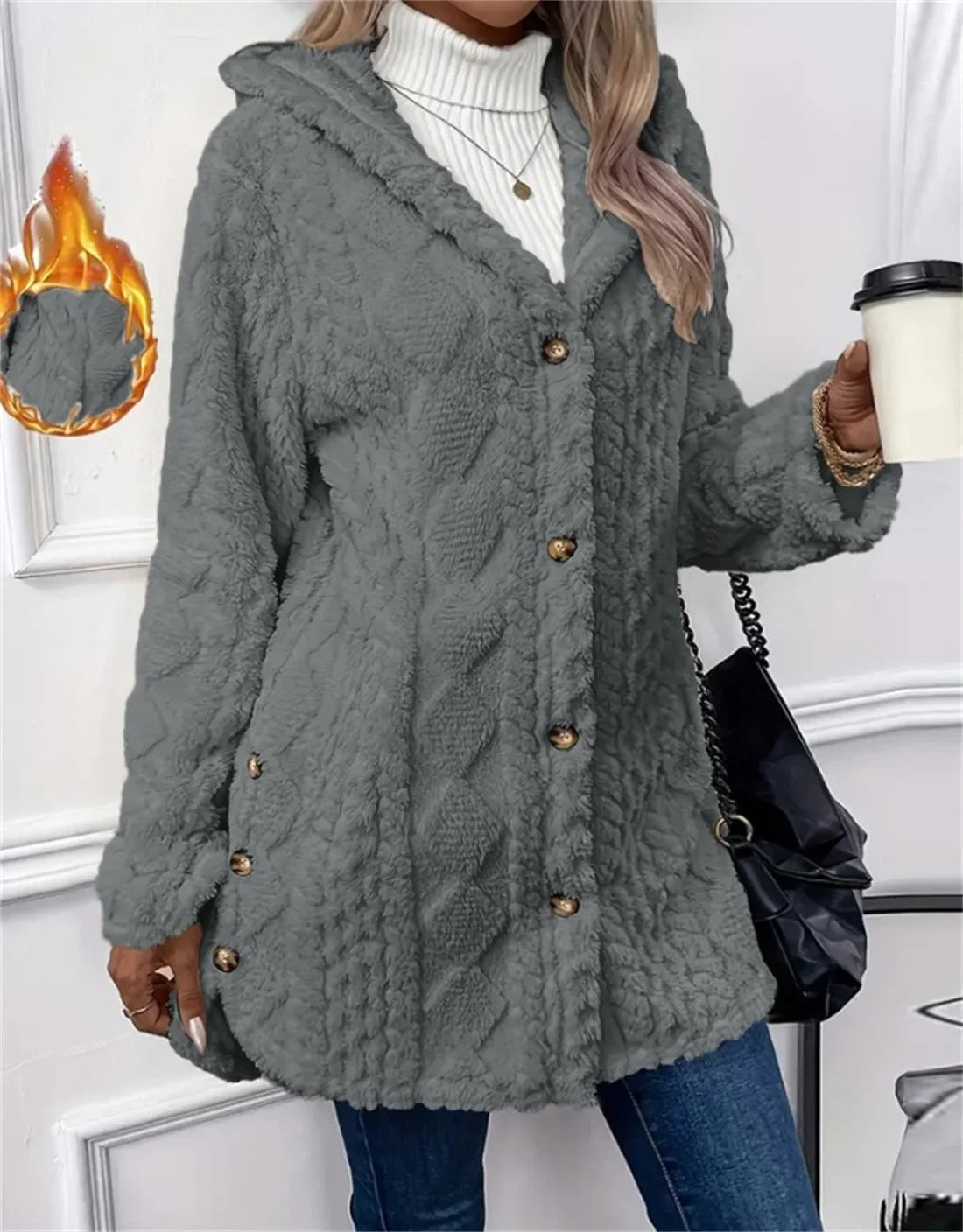 Damen Mantel mit Knopfleiste – Produktfoto – Noravolo