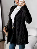Damen Mantel mit Knopfleiste – Schwarz – Noravolo