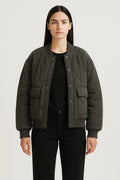 Damen Steppjacke hüftlang – Grau – Noravolo