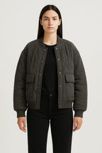 Damen Steppjacke hüftlang – Grau – Noravolo