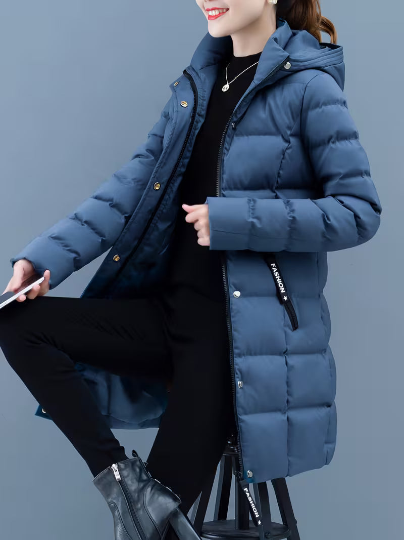 Damen Steppjacke mittellang – Blau – Noravolo