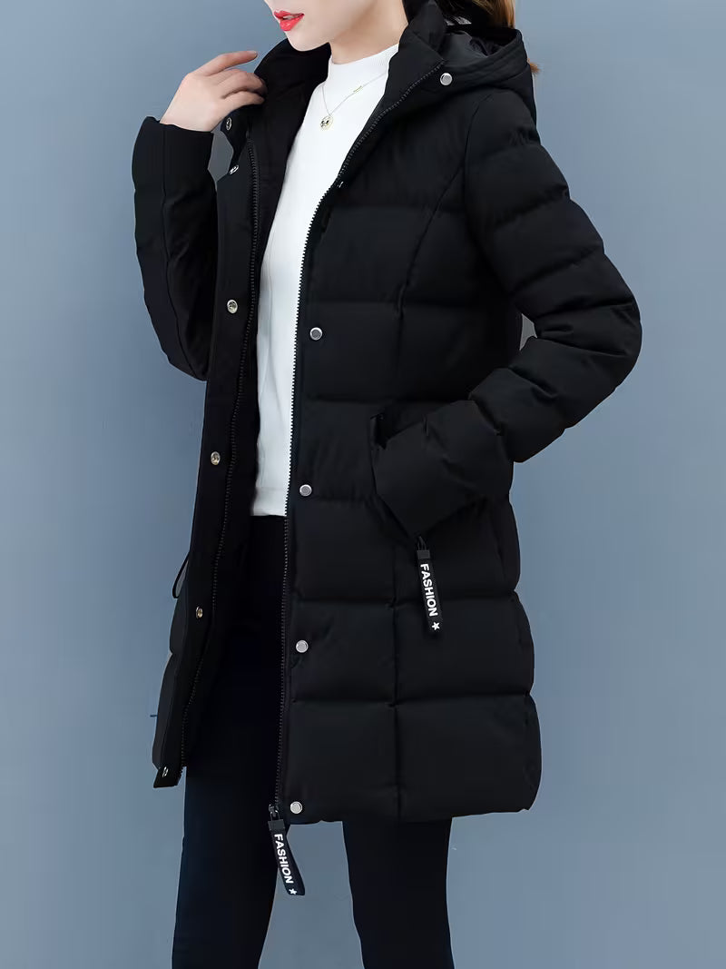 Damen Steppjacke mittellang – Schwarz – Noravolo