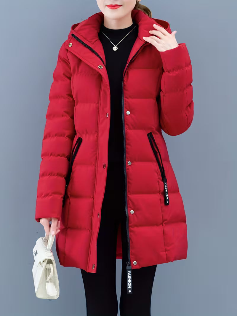 Damen Steppjacke mittellang – Rot – Noravolo