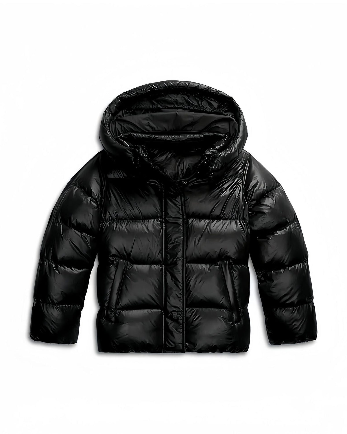 Damen Winterjacke mit fester Kapuze – Schwarz – Noravolo