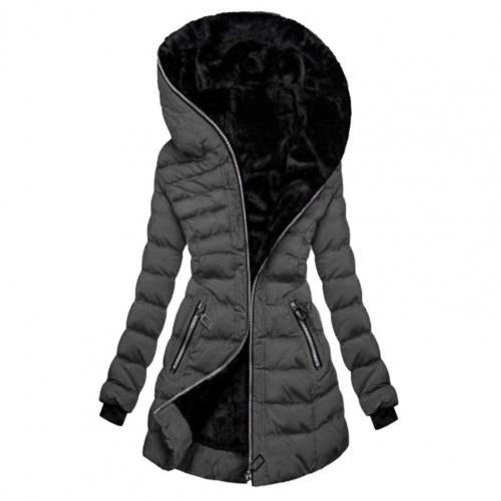 Damen Winterjacke mittellang – Grau – Noravolo