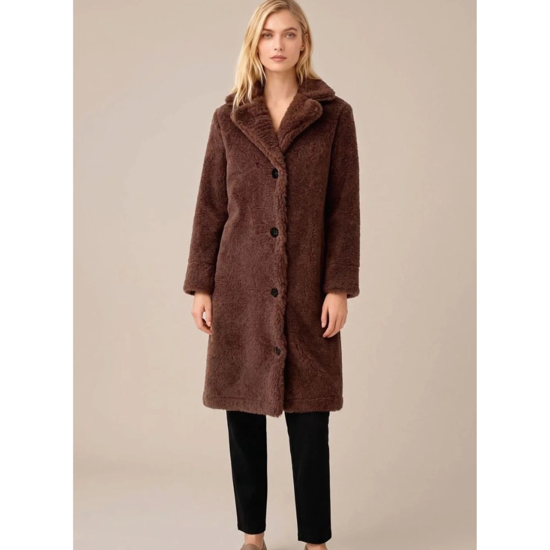Damen Winterjacke lang – Dunkelbraun – Noravolo