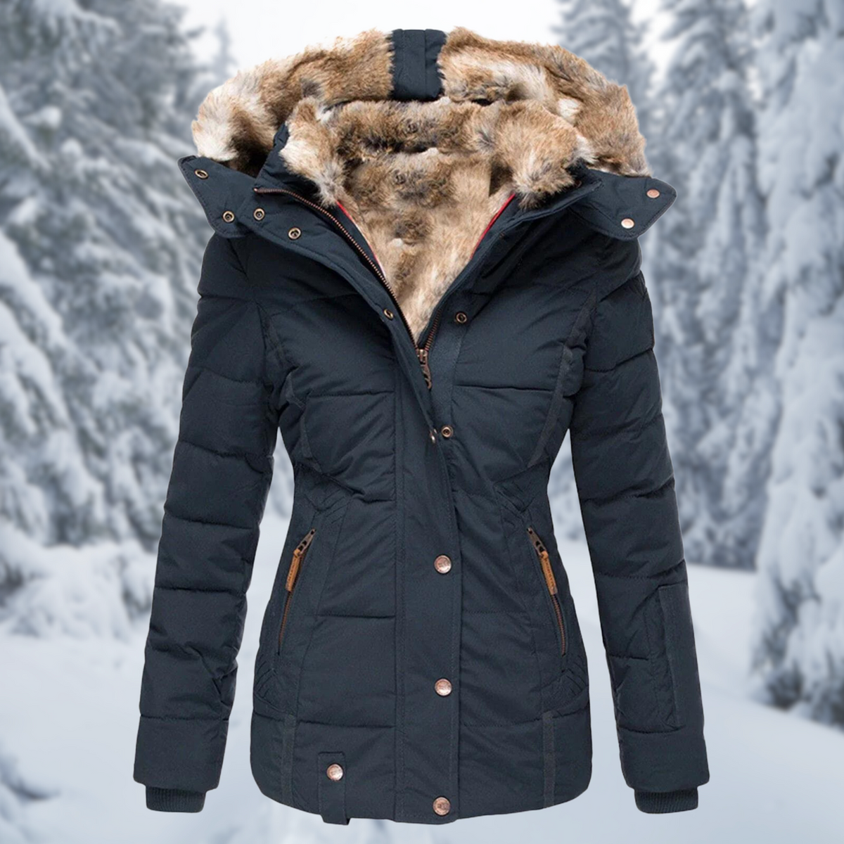 Damen Steppjacke tailliert – Blau – Noravolo