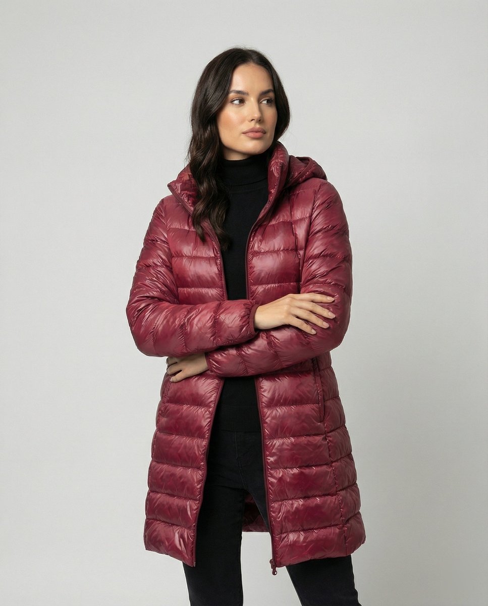 Damen Winterjacke ultraleicht – Burgunderrot – Noravolo