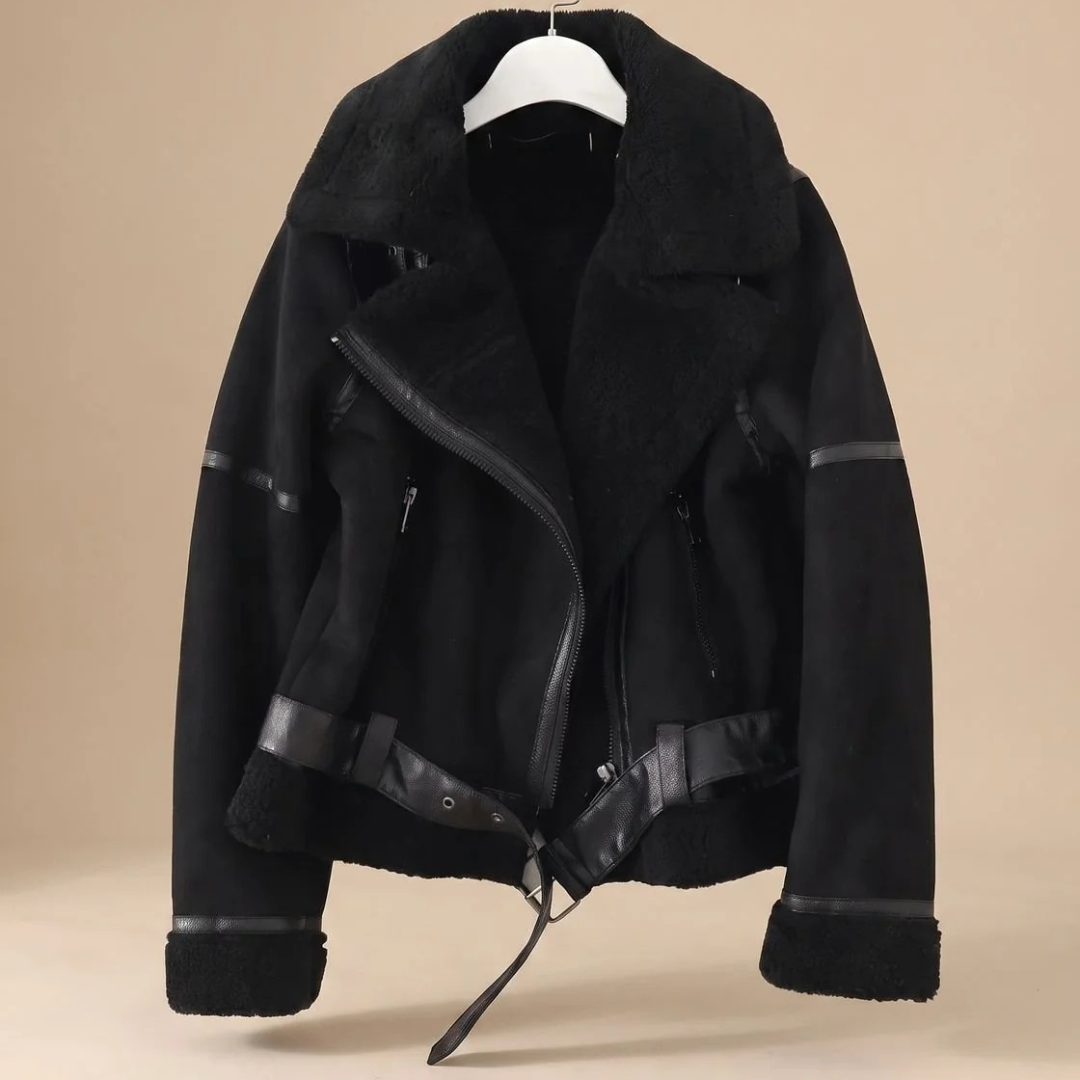 Damen Winterjacke mit Gürtel – Braun – Noravolo