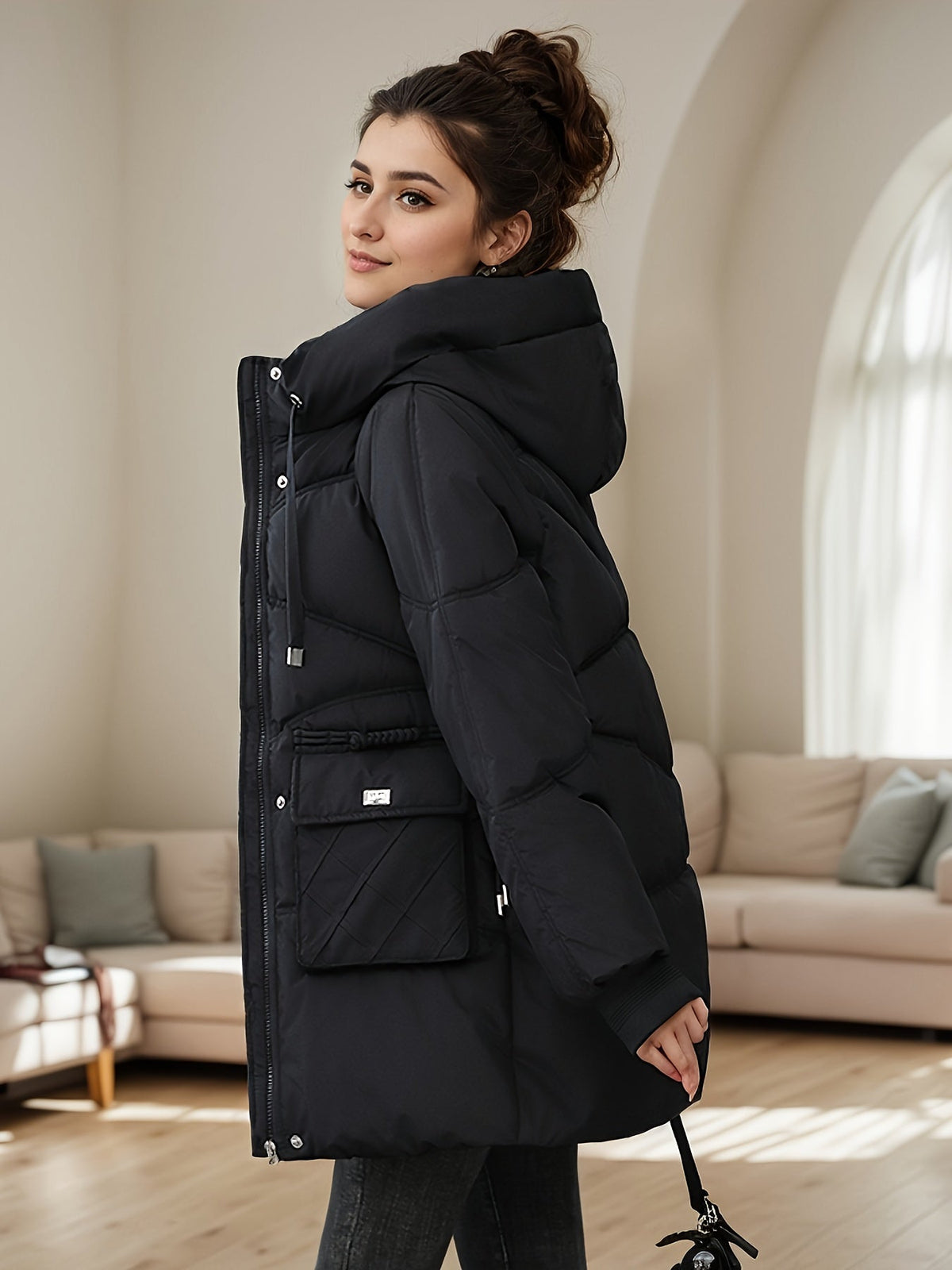Damen Winterjacke mit Kapuze – Produktfoto – Noravolo