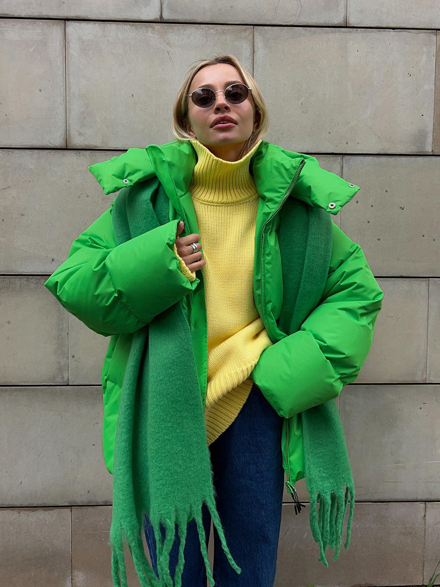 Damen Winterjacke Oversize mit Kapuze – Grün – Noravolo