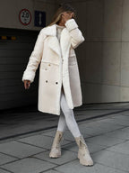 Damen Wintermantel wadenlang – Beige – Noravolo