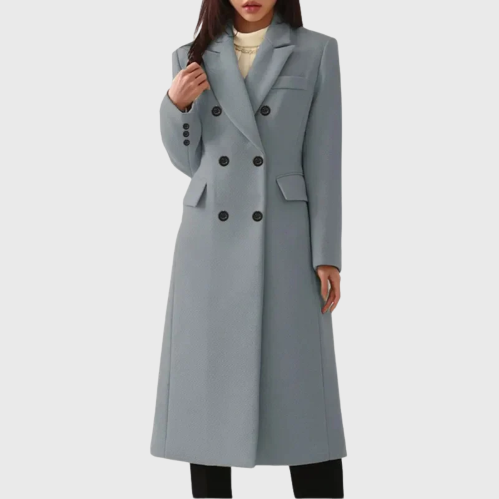 Damen Mantel klassisch tailliert – Grau – Noravolo