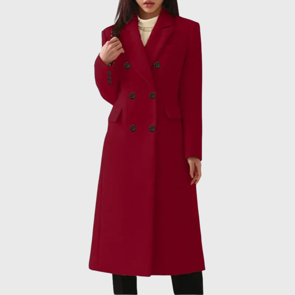 Damen Mantel klassisch tailliert – Rot – Noravolo