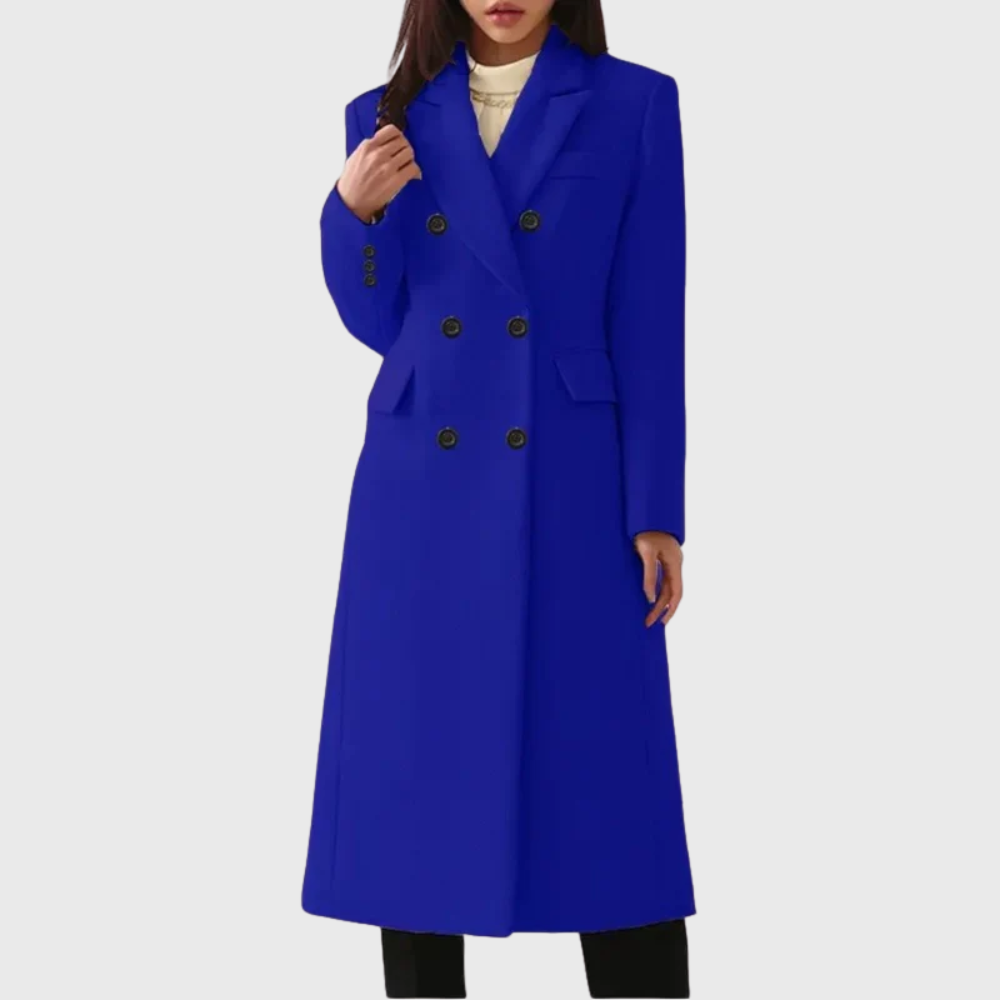 Damen Mantel klassisch tailliert – Blau – Noravolo