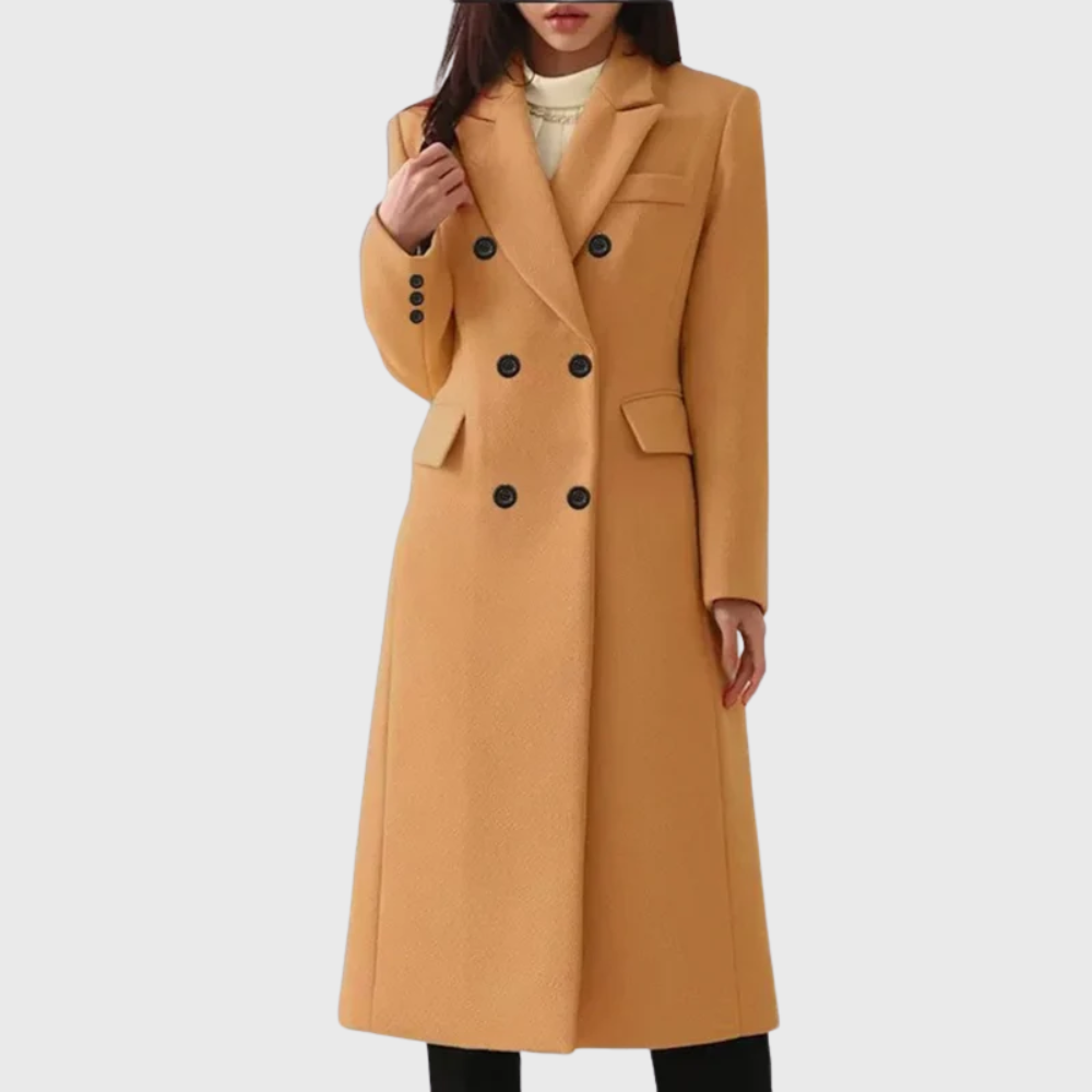 Damen Mantel klassisch tailliert – Braun – Noravolo