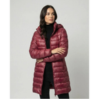 Damen Steppjacke lang – Burgunderrot – Noravolo