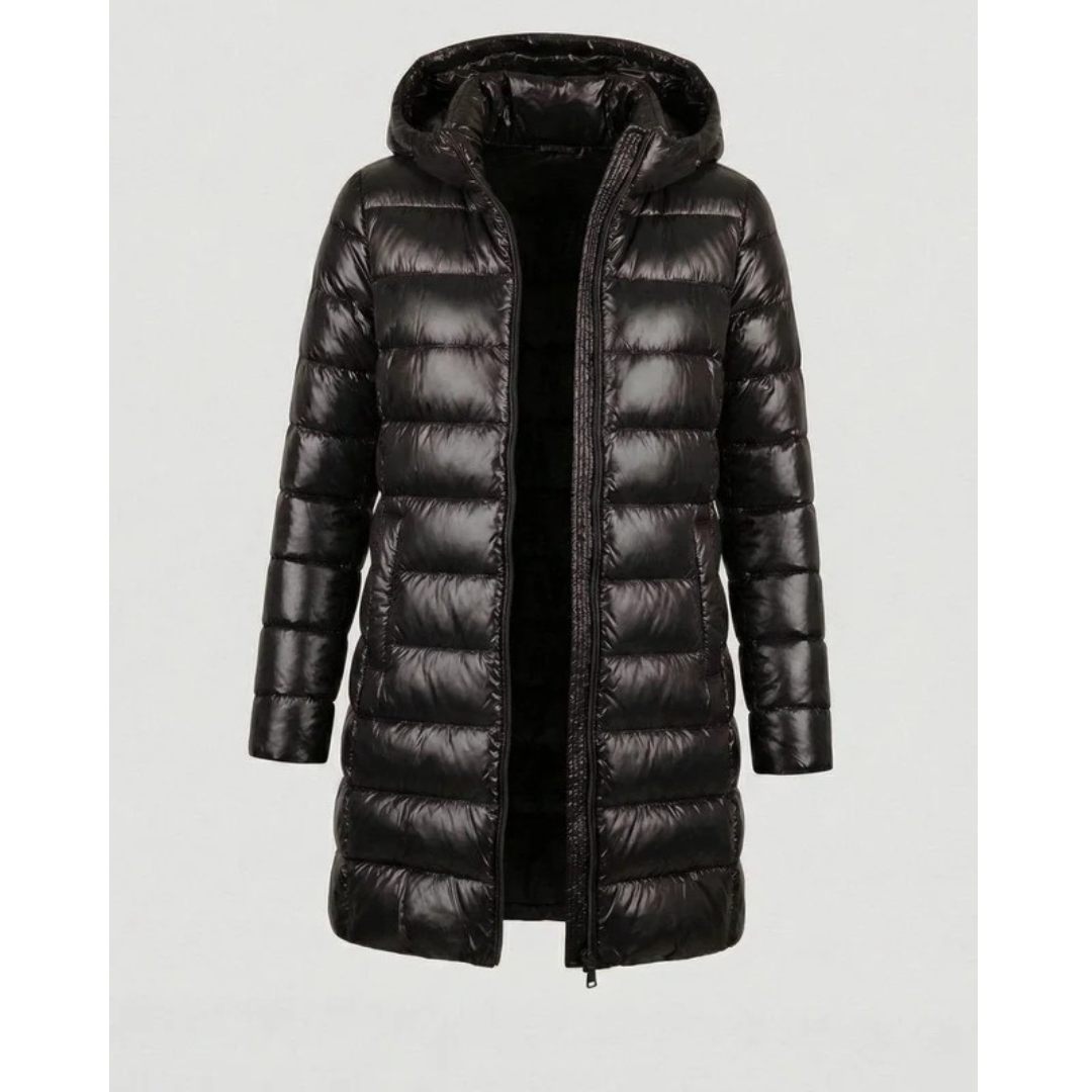 Damen Steppjacke lang – Schwarz – Noravolo