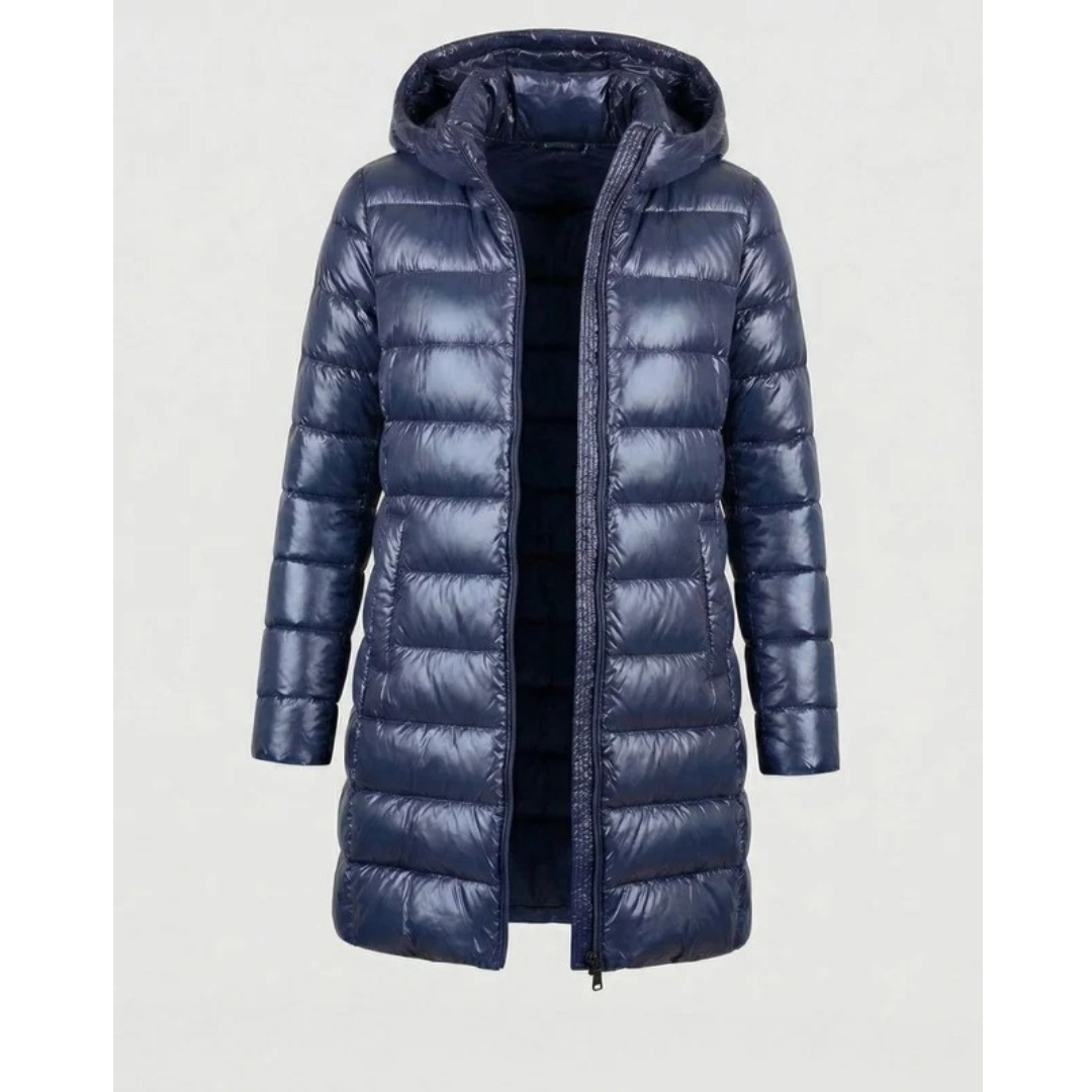 Damen Steppjacke lang – Blau – Noravolo
