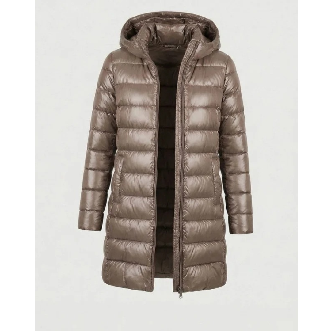 Damen Steppjacke lang – Khaki – Noravolo