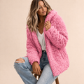 Damen Teddyfleece Wintermantel – Rosa – Noravolo