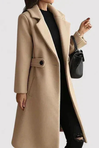 Damen Langer Mantel mit Gürtel – Produktfoto – Noravolo