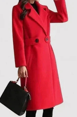 Damen Langer Mantel mit Gürtel – Produktfoto – Noravolo