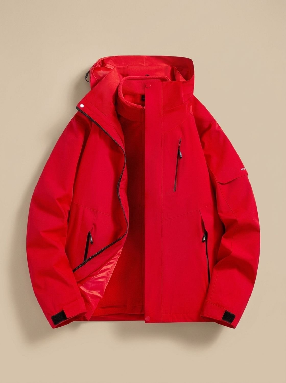 Damen Winterjacke mit abnehmbarer Kapuze – Rot – Noravolo