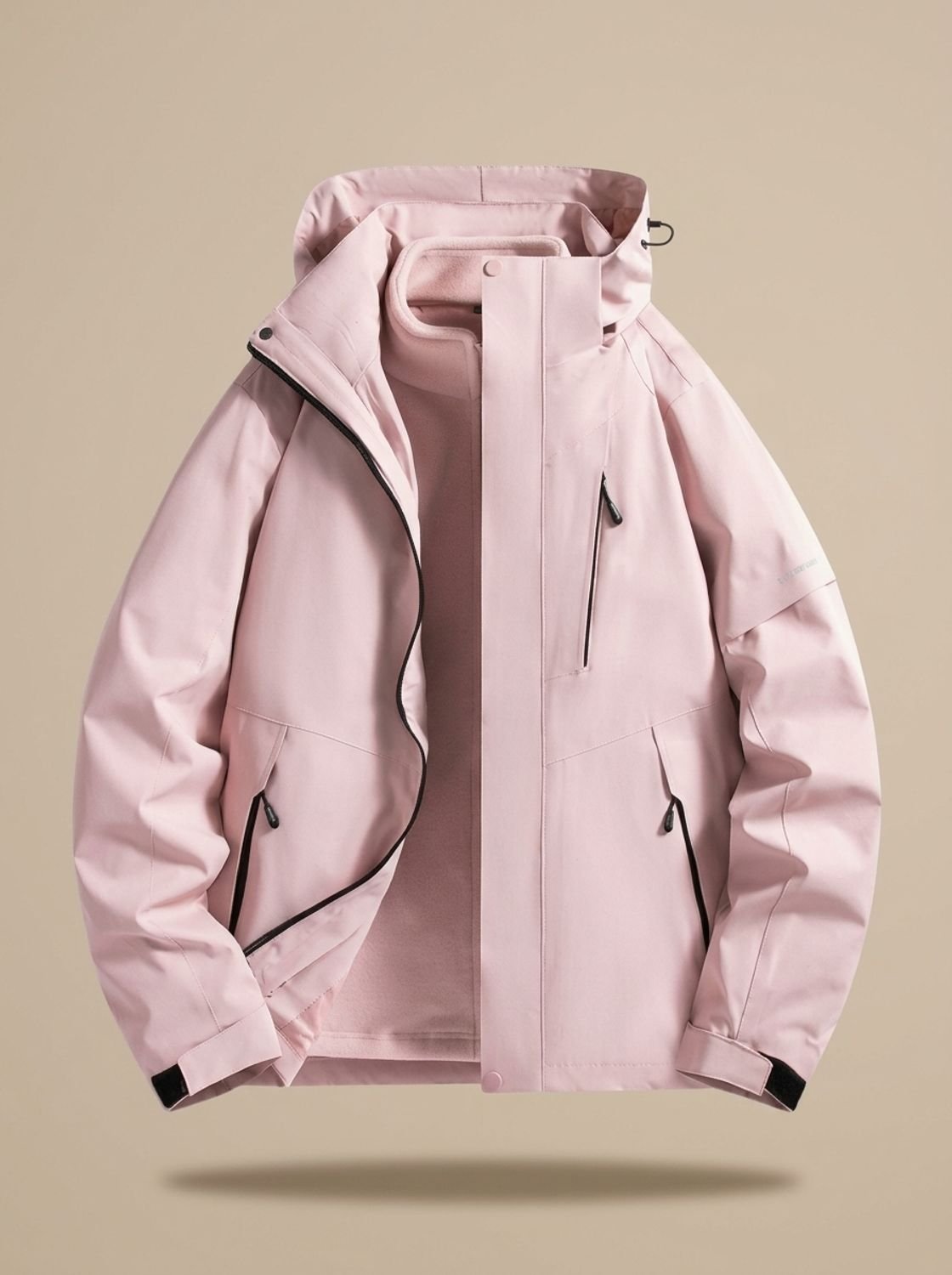 Damen Winterjacke mit abnehmbarer Kapuze – Rosa – Noravolo