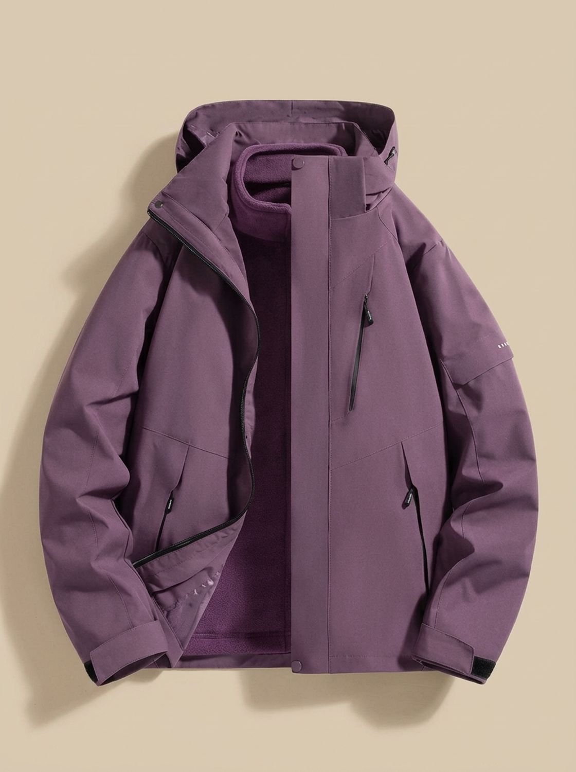 Damen Winterjacke mit abnehmbarer Kapuze – Lila – Noravolo