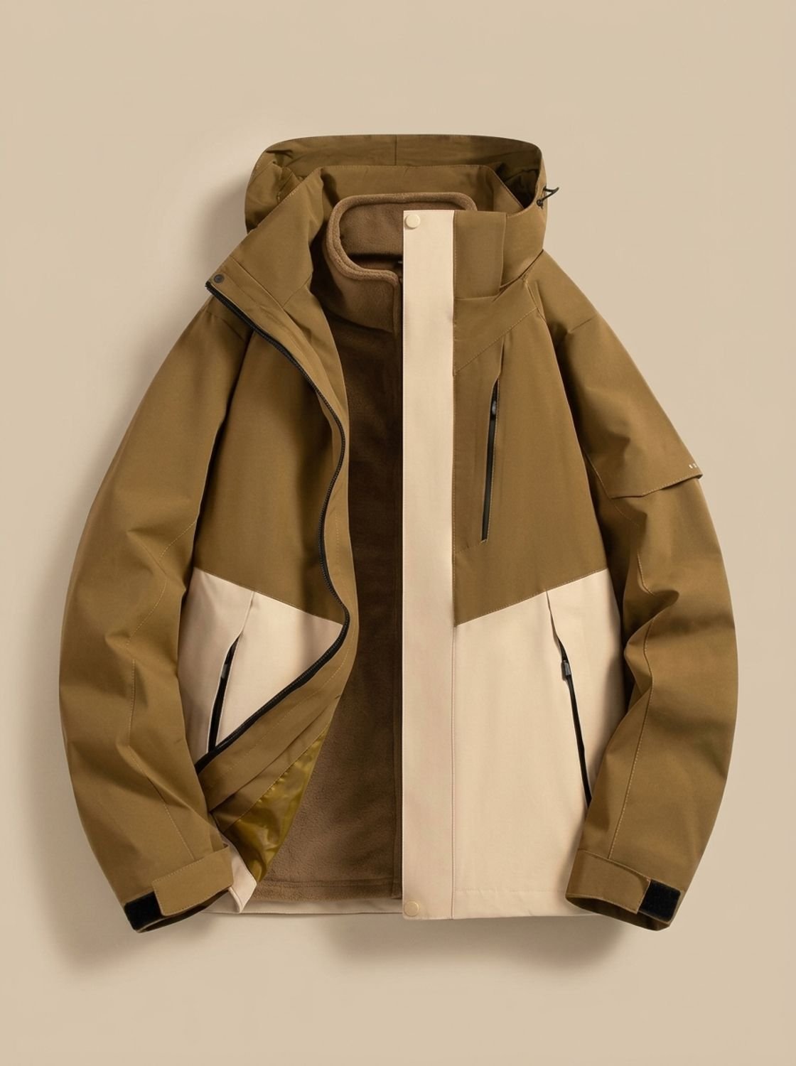 Damen Winterjacke mit abnehmbarer Kapuze – Braun – Noravolo