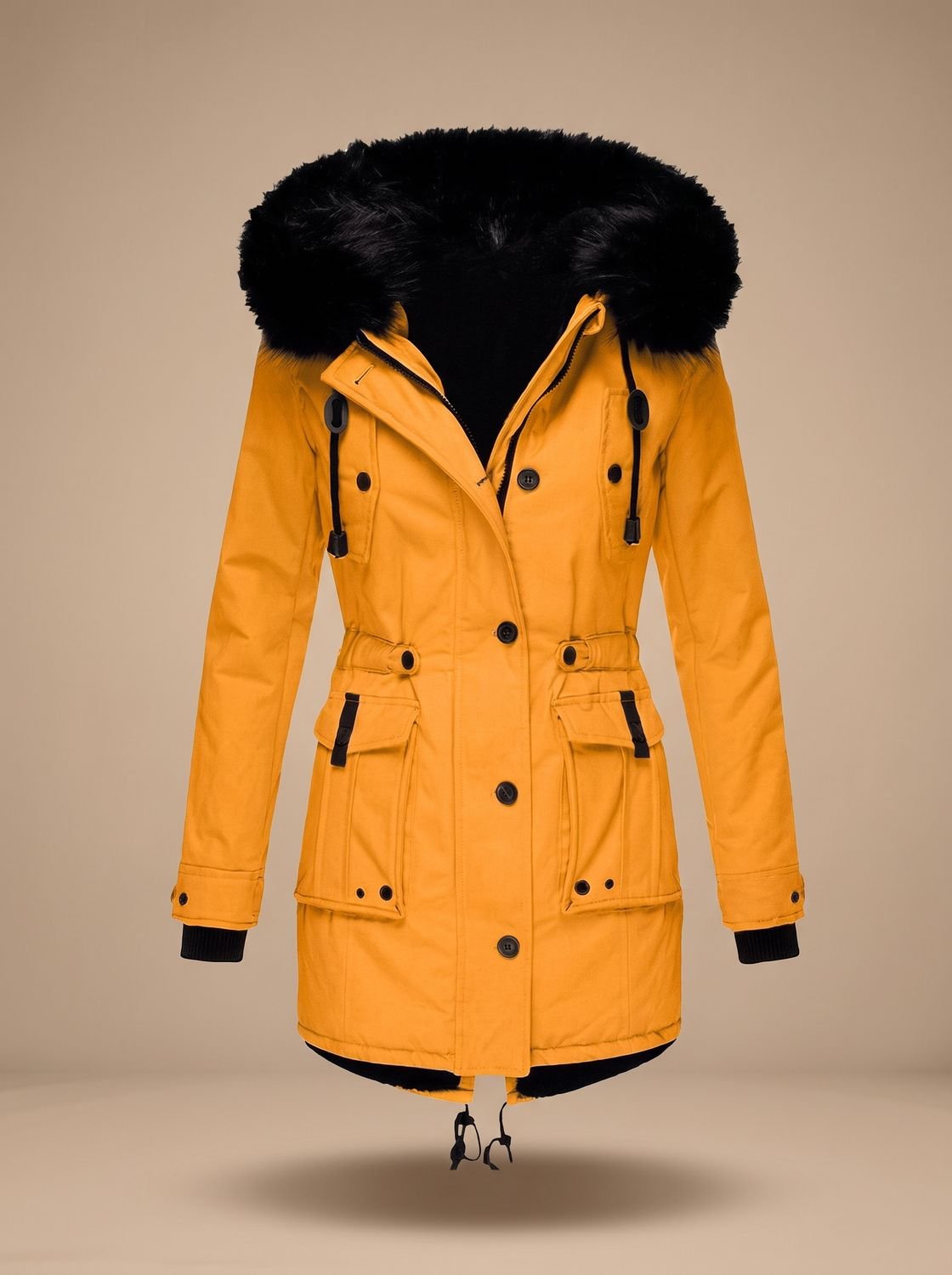 Damen Winterparka tailliert – Gold – Noravolo