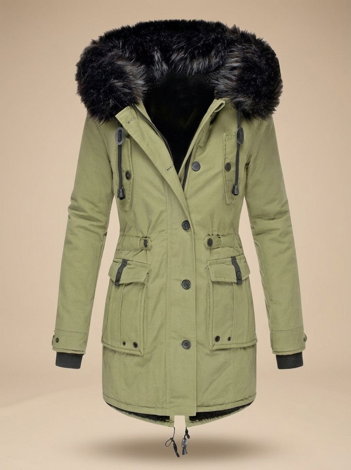 Damen Winterparka tailliert – Grün – Noravolo