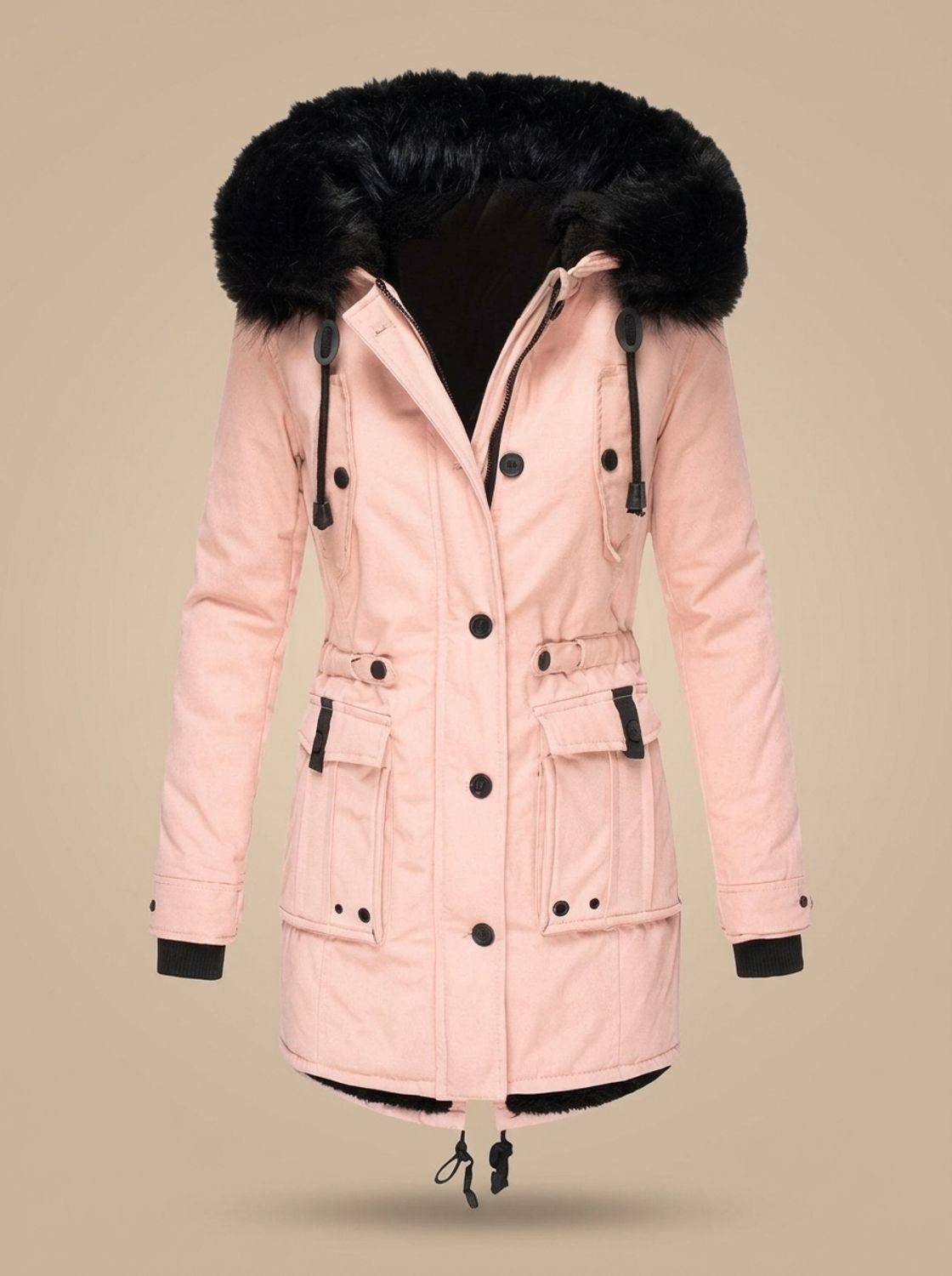 Damen Winterparka tailliert – Rosa – Noravolo