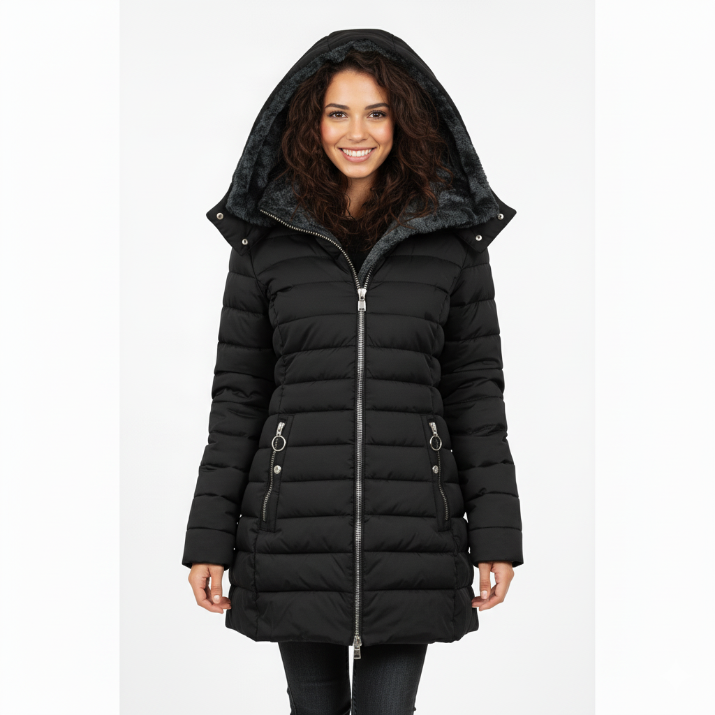 Damen Wintermantel mit weichem Innenfutter – Produktfoto – Noravolo