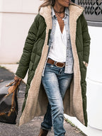 Damen Lange Winterjacke – Grün – Noravolo