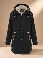 Damen Winterparka mit Fleece-Kapuze – Schwarz – Noravolo